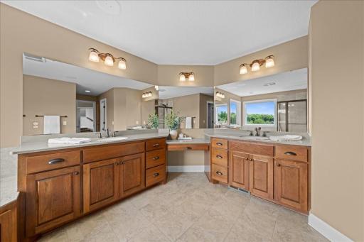 Separate vanities for 2 to get ready at.