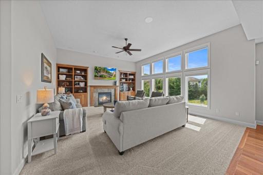 Family room with gas fireplace.
