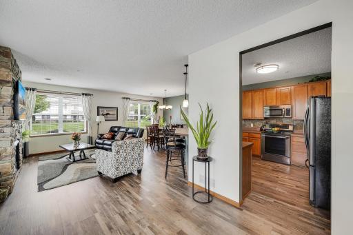 Beautiful living room/dining room/ kitchen.