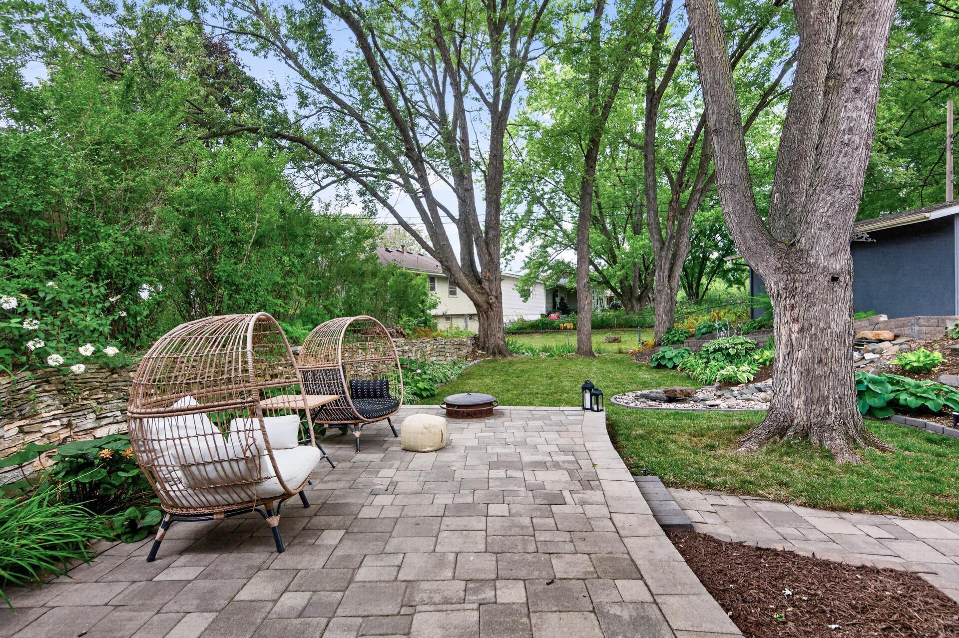 Stone back porch, perfect for relaxing!