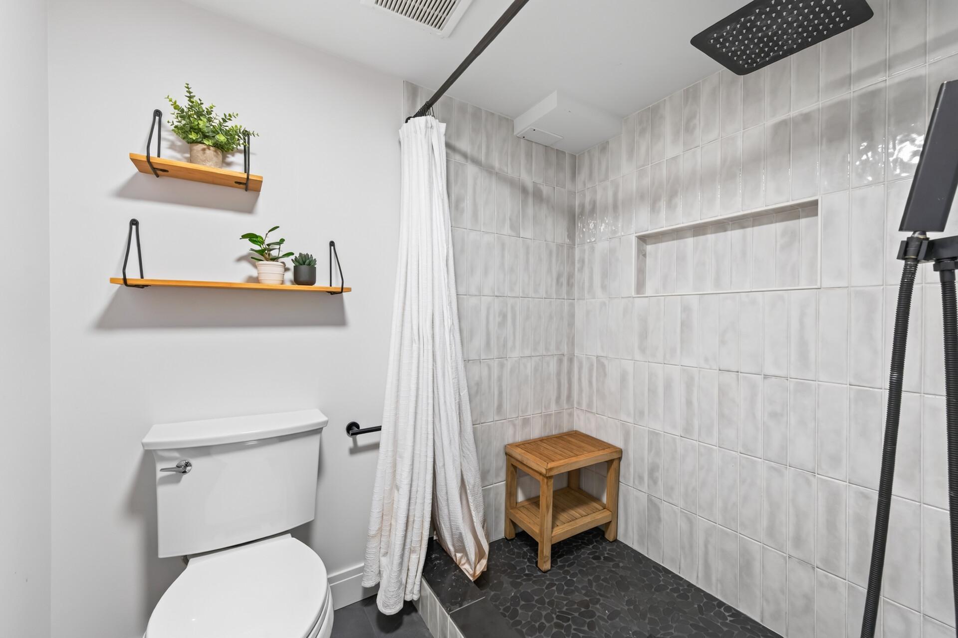 Tiled standing shower