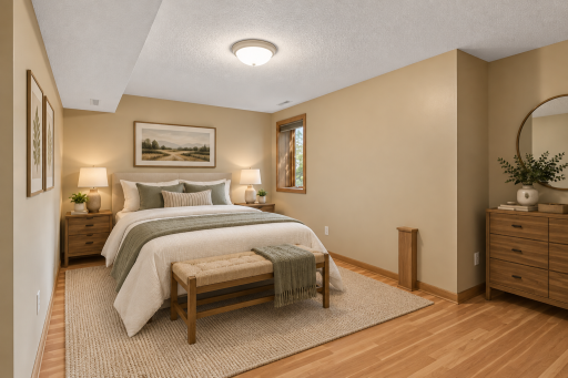 Guest bedroom, virtually staged