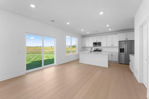 Sharing space with the kitchen, the dining area makes it a breeze to serve cold drinks, appetizers and main courses during the day or night.