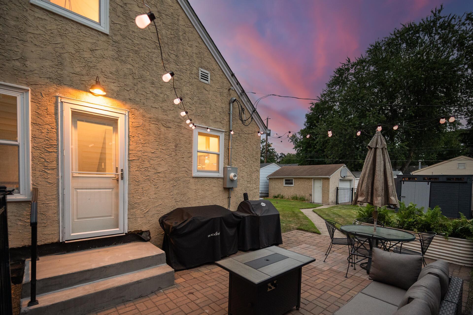 The patio in the evening