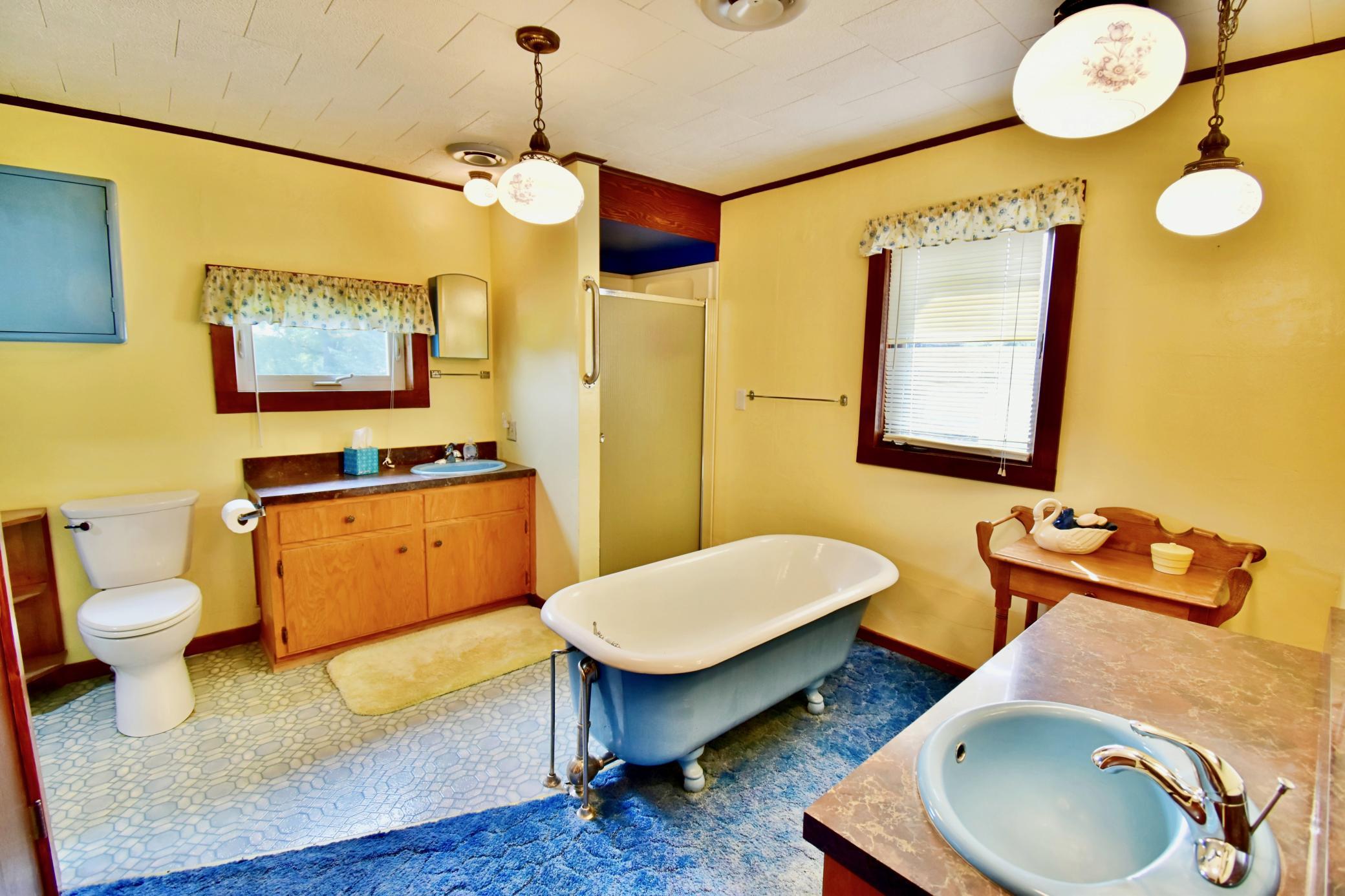 The bathroom also has a separate tub and shower!