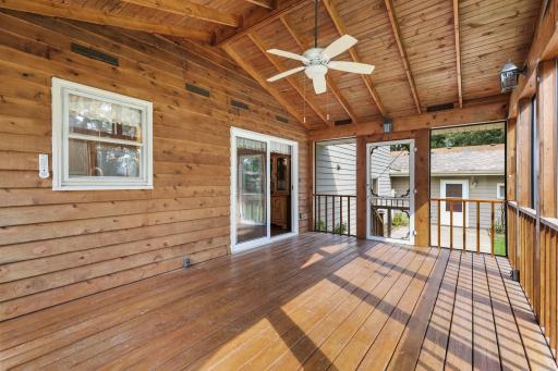 Vaulted ceilings in screen porch
