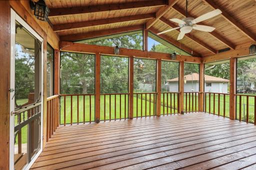 Dream screen porch overlooks private backyard
