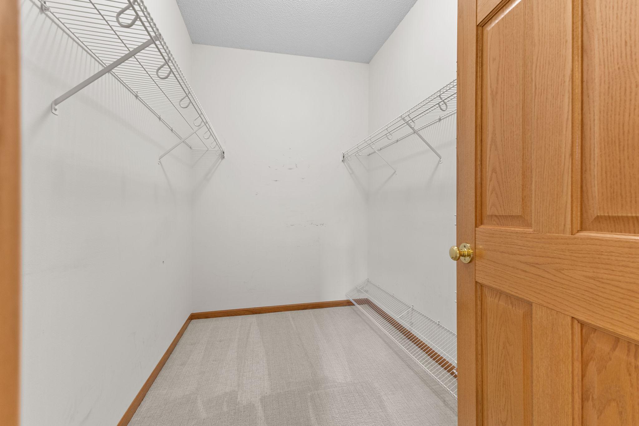 Walk-in closet provides excellent storage space.