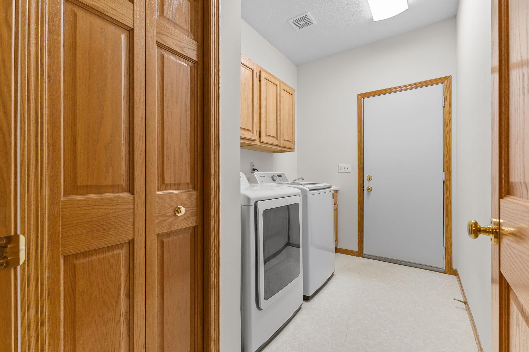 Main-level laundry adds to the ease of one-level living.