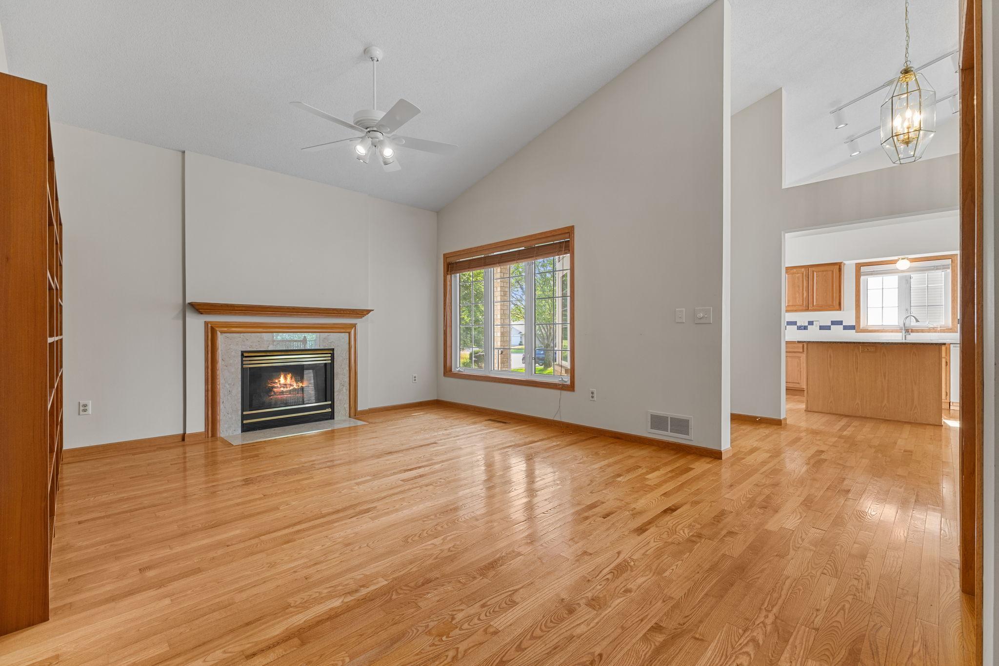 Sun-filled space with gleaming hardwood floors that flow throughout.