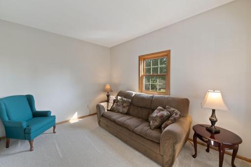 Main level flex room, sit back and relax and enjoy views from different windows overlooking the park-like grounds