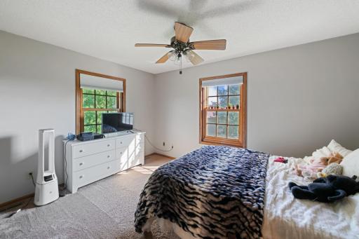 Bedroom # 3. Ceiling fan and two windows, generous closet space