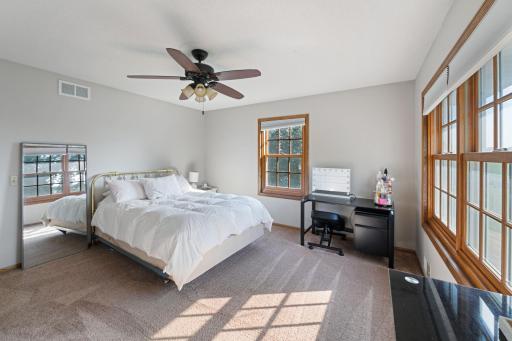 Bedroom #4. Ceiling fan and two windows, generous closet space