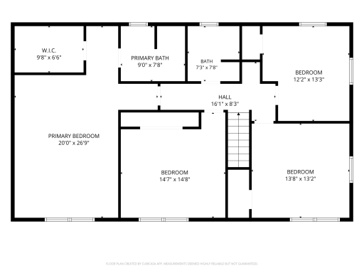 Upper Level floor plan, 4 generous sized bedrooms, Separate Primary bath from Main bath, both freshly updated