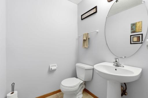 Half bath around the corner is out of the way.