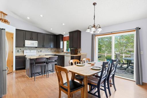 Access to the deck out back, vaulted ceilings, feels like so spacious!