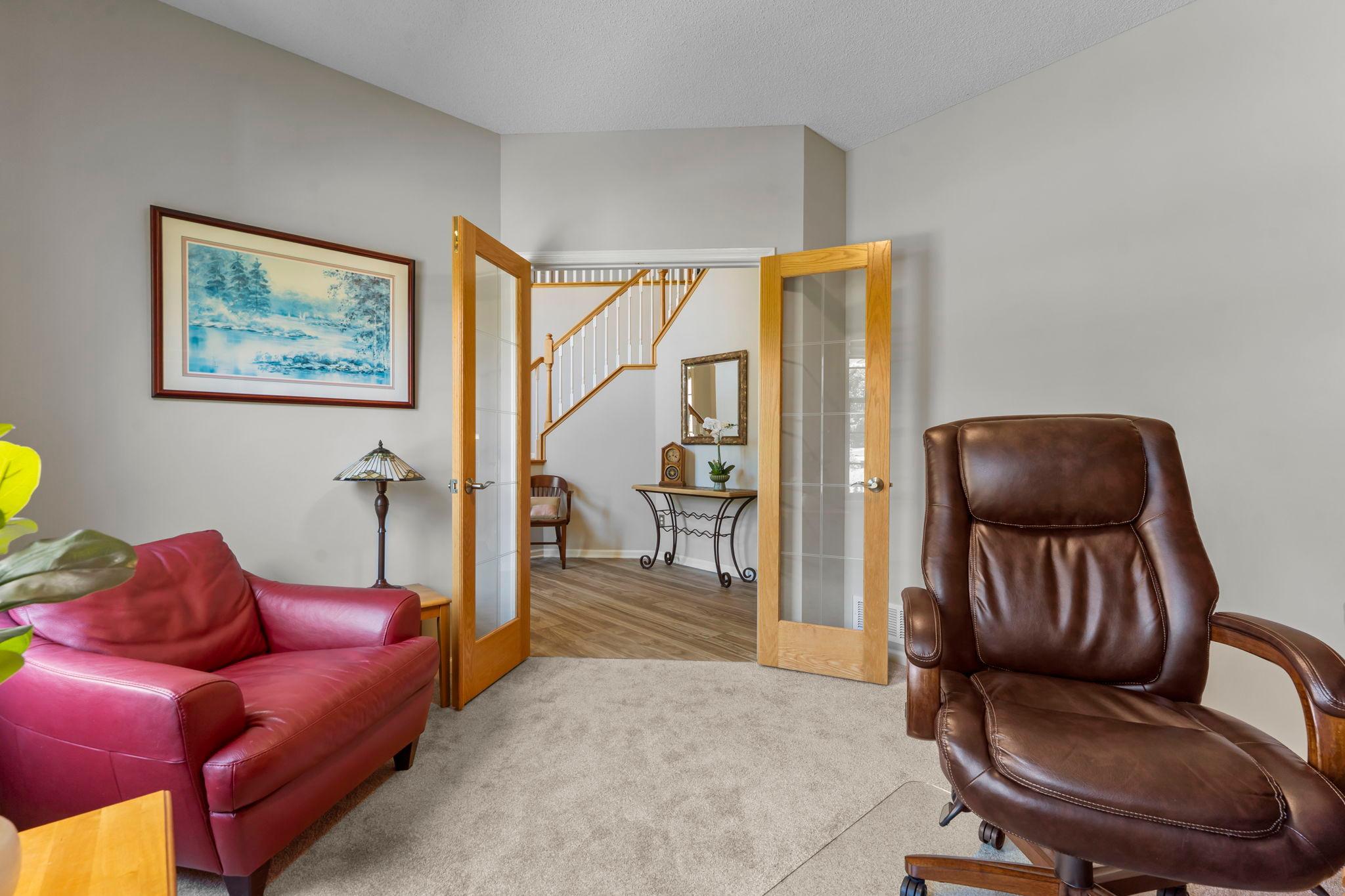 The room creates an ideal work-from-home space.