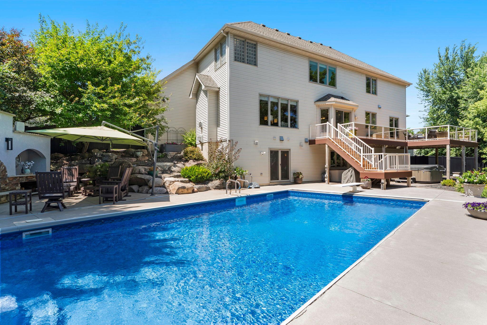 The backyard is truly the standout feature of this exceptional home.