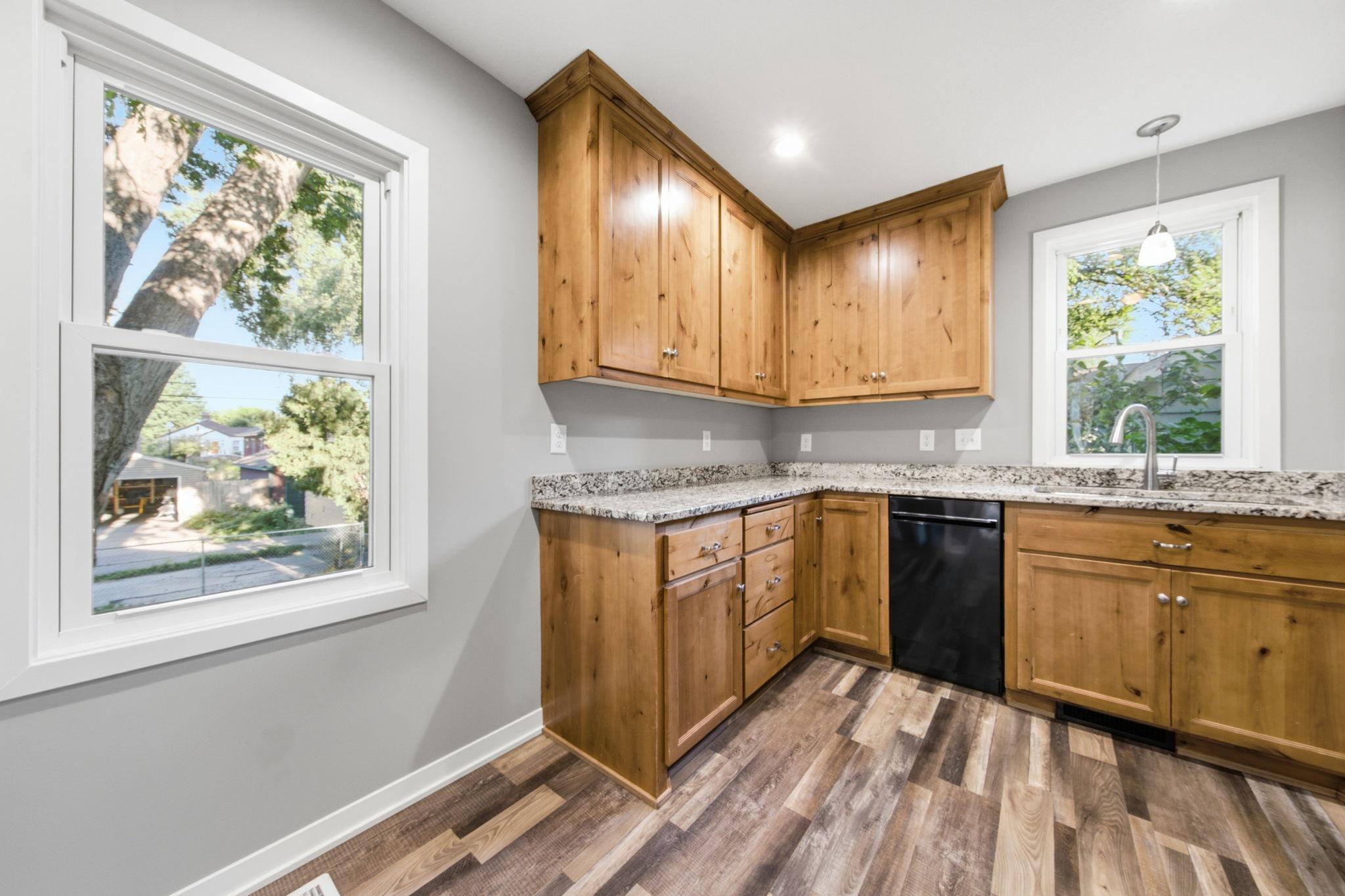 The remodeled kitchen give the home an overall polished feel