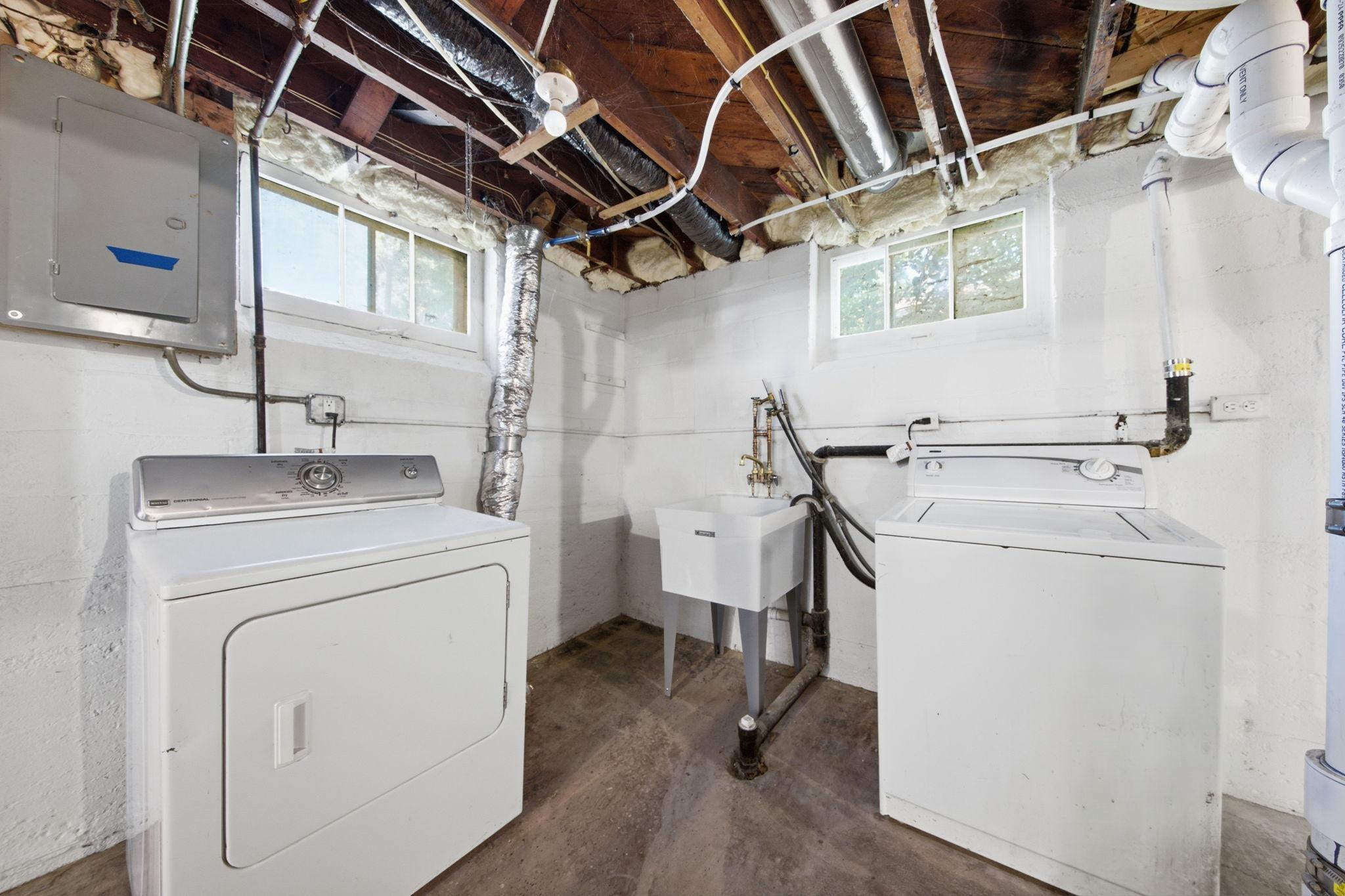 Laundry can be found in the basement. Both washer and dryer will stay.
