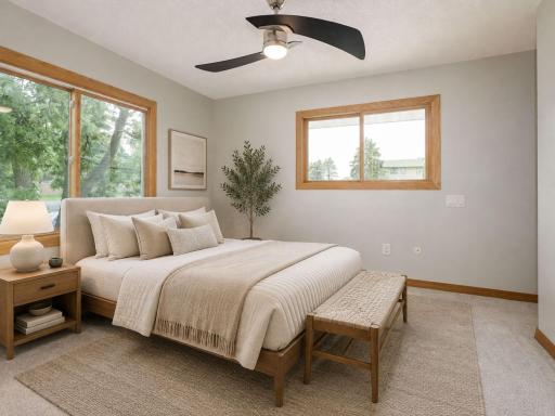 Upper-level Bedroom with walk-in to 3/4 private bathroom.