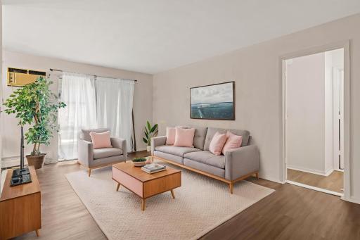 Living room furniture virtually staged