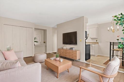 Living room furniture virtually staged