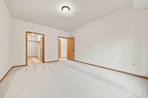 view toward the bedroom walk-in close and door to hallway