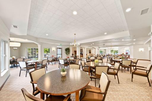 Coffee Hour in the fireside Room happens every Wednesday morning and residents are encouraged to sign up to host! What a great way to mingle with your neighbors!