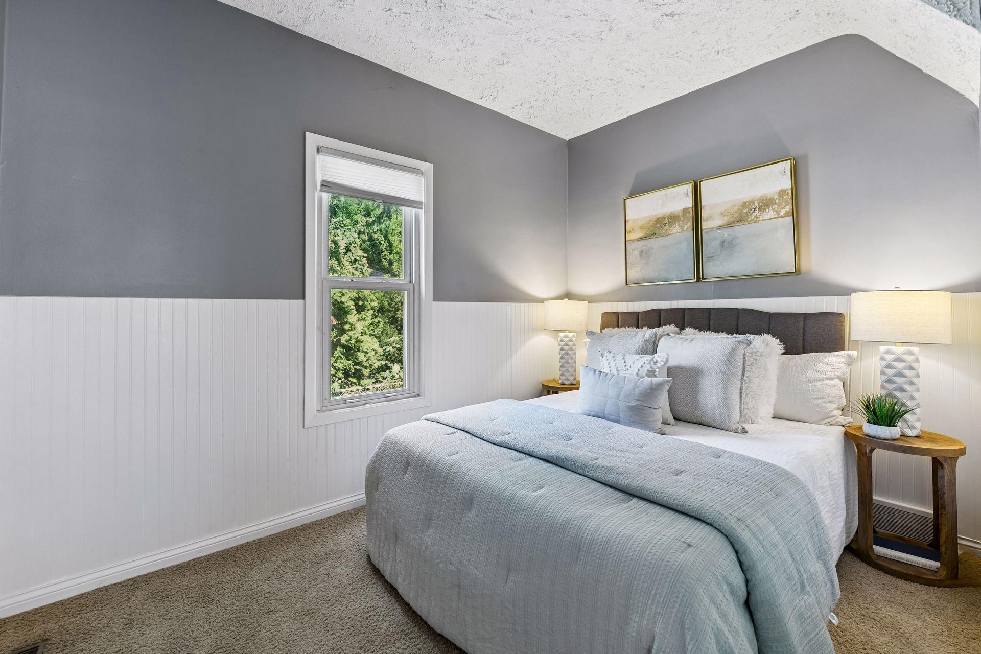 Two bedrooms and a full bathroom complete the main floor.