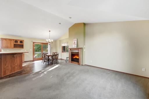Fireplace provides a cozy focal point.