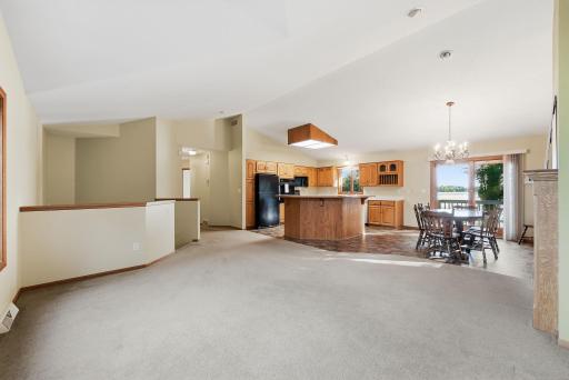 Vaulted ceilings enhance the home’s spacious and airy feel.