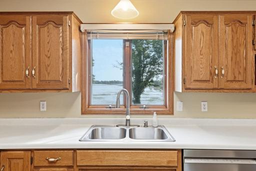 Kitchen window overlooking the lake.