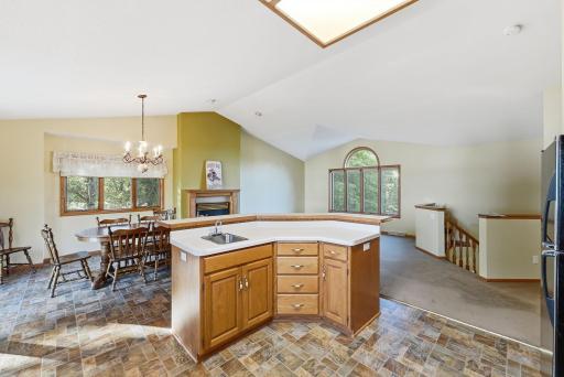 Large center island becomes the heart of the home.