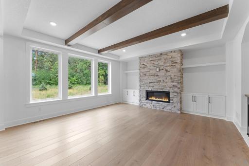 The family room is an inviting space that acts as the natural gathering space within the home.