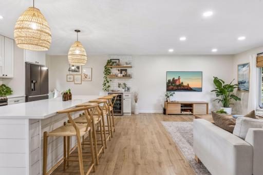 This impressive island provides seating, prep, and buffet space!