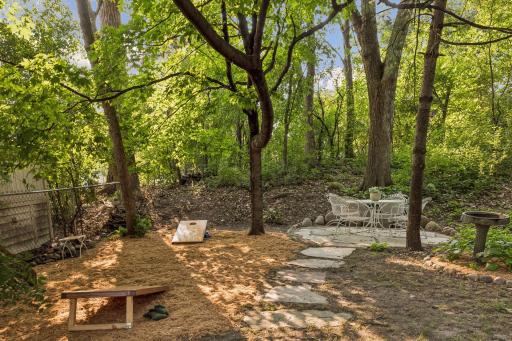 Cornhole/Bags tournament - the space is ready! Charming table and chairs offers another area for congregating with friends and family