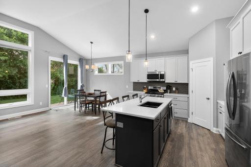 Kitchen island with undermount sink.