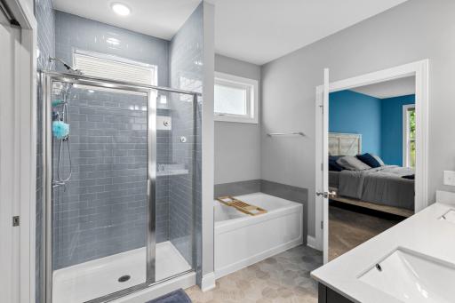 Large shower and seperate tub.