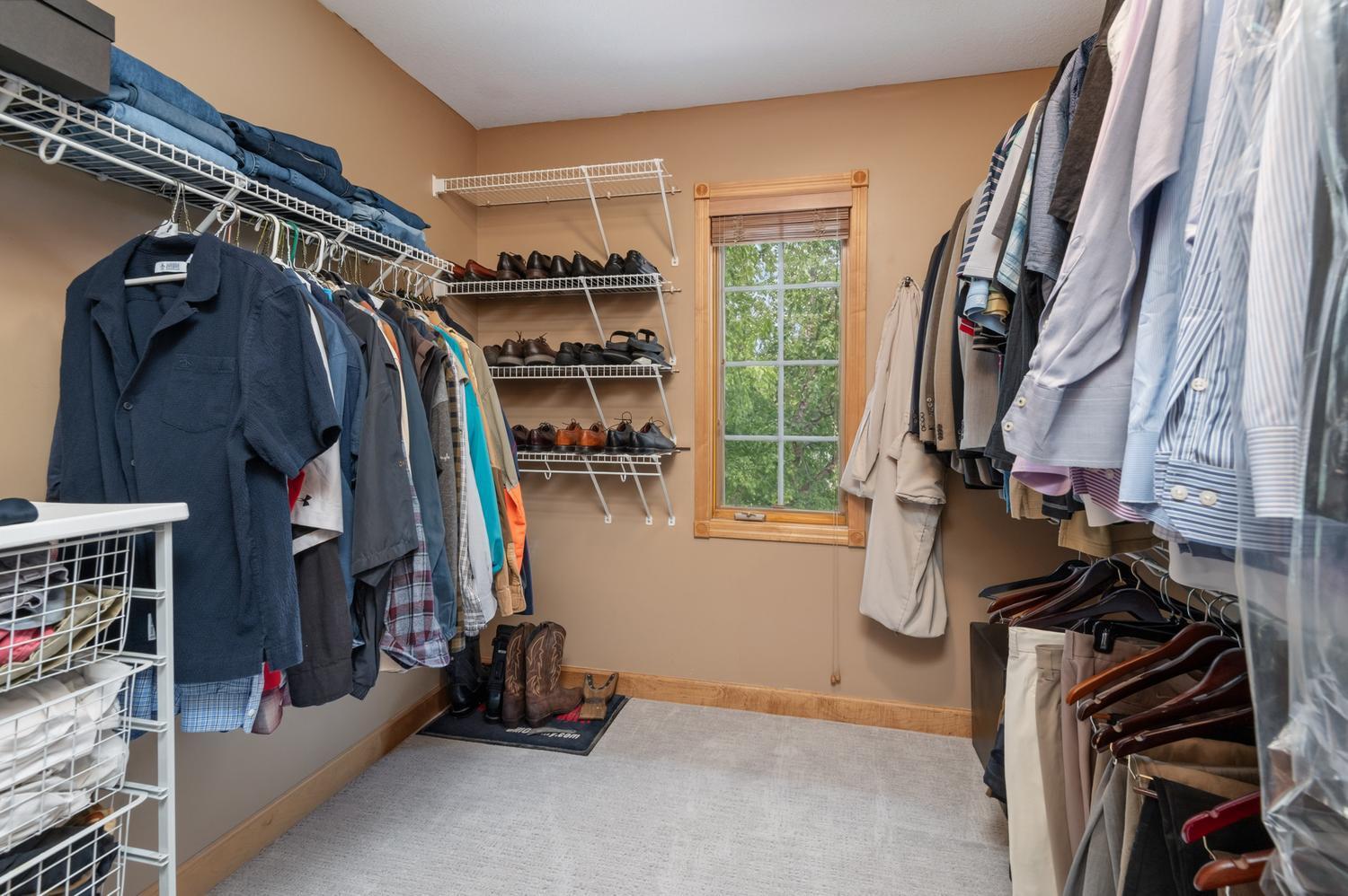 His walk in closet is also very spacious.
