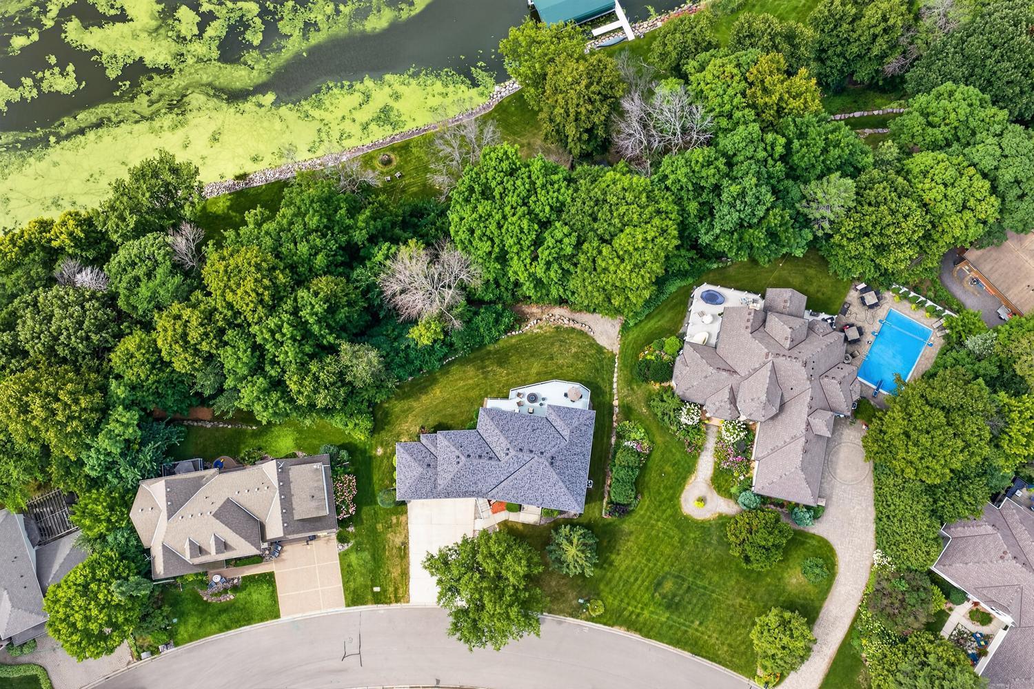 A very cool photo looking down on the street and home.