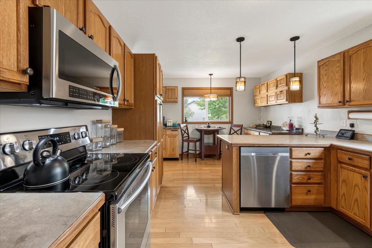 Stainless steel appliances in the kitchen