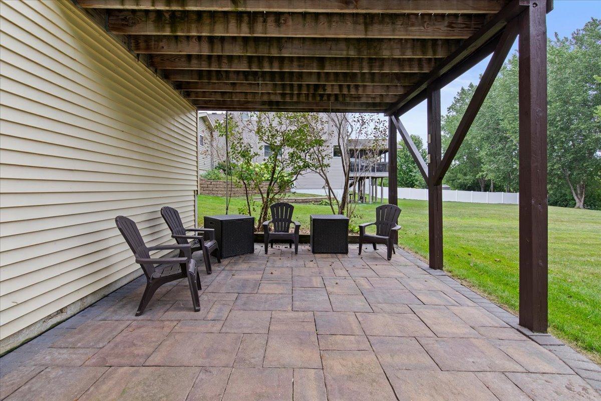 Custom stone patio was also recently added