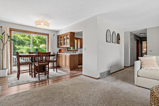 Your living rooms conveniently connects to the dining room and kitchen