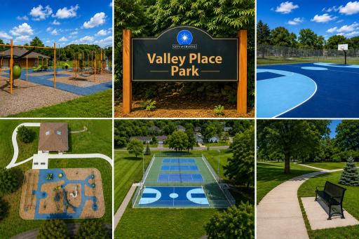 This huge and amazing park is almost in your backyard. Only a half block away with new playground, sledding hill, pickleball, basketball, skating and so much more!