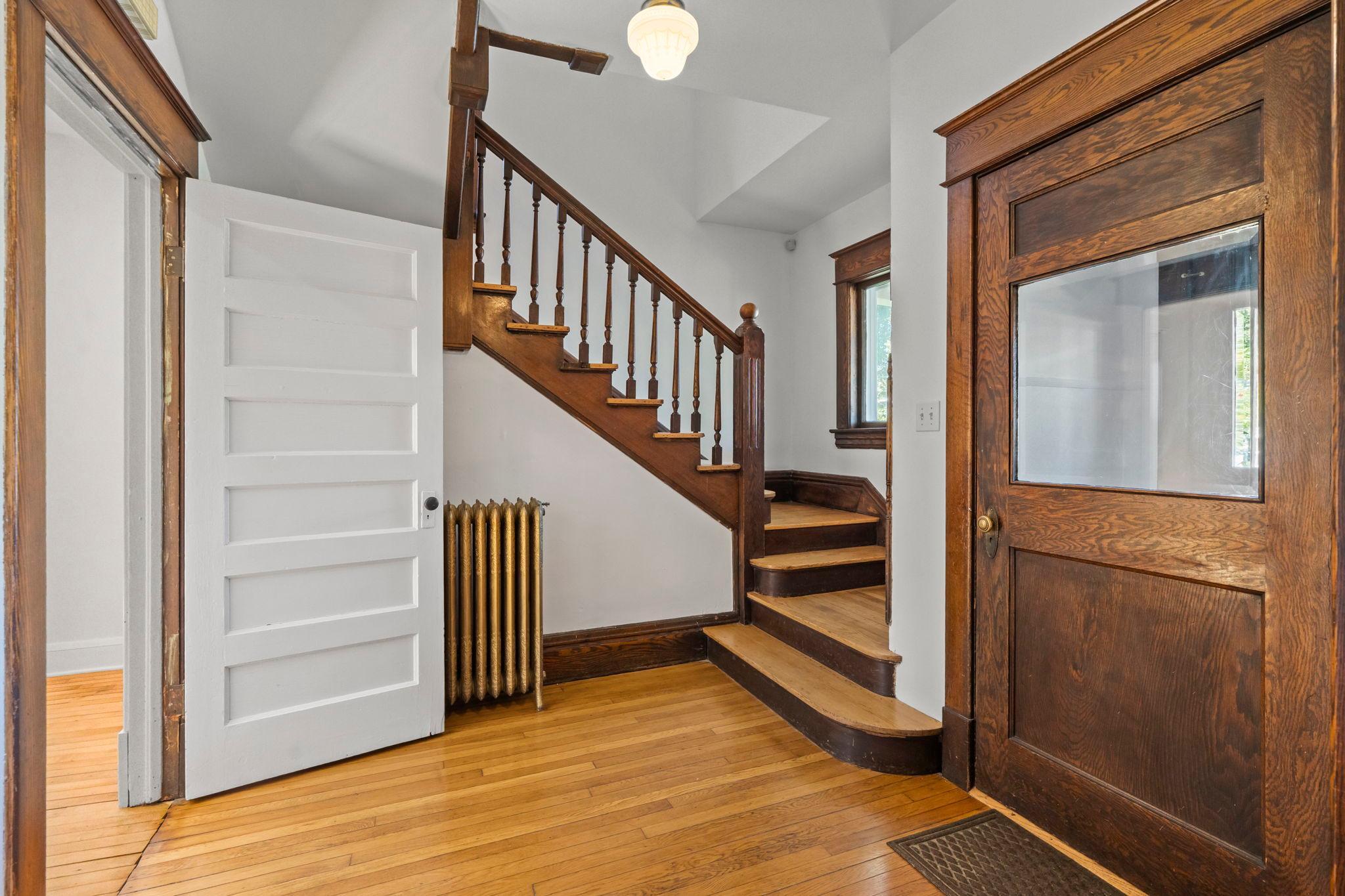 View of the front fall and the stairs up to the 2nd floor.