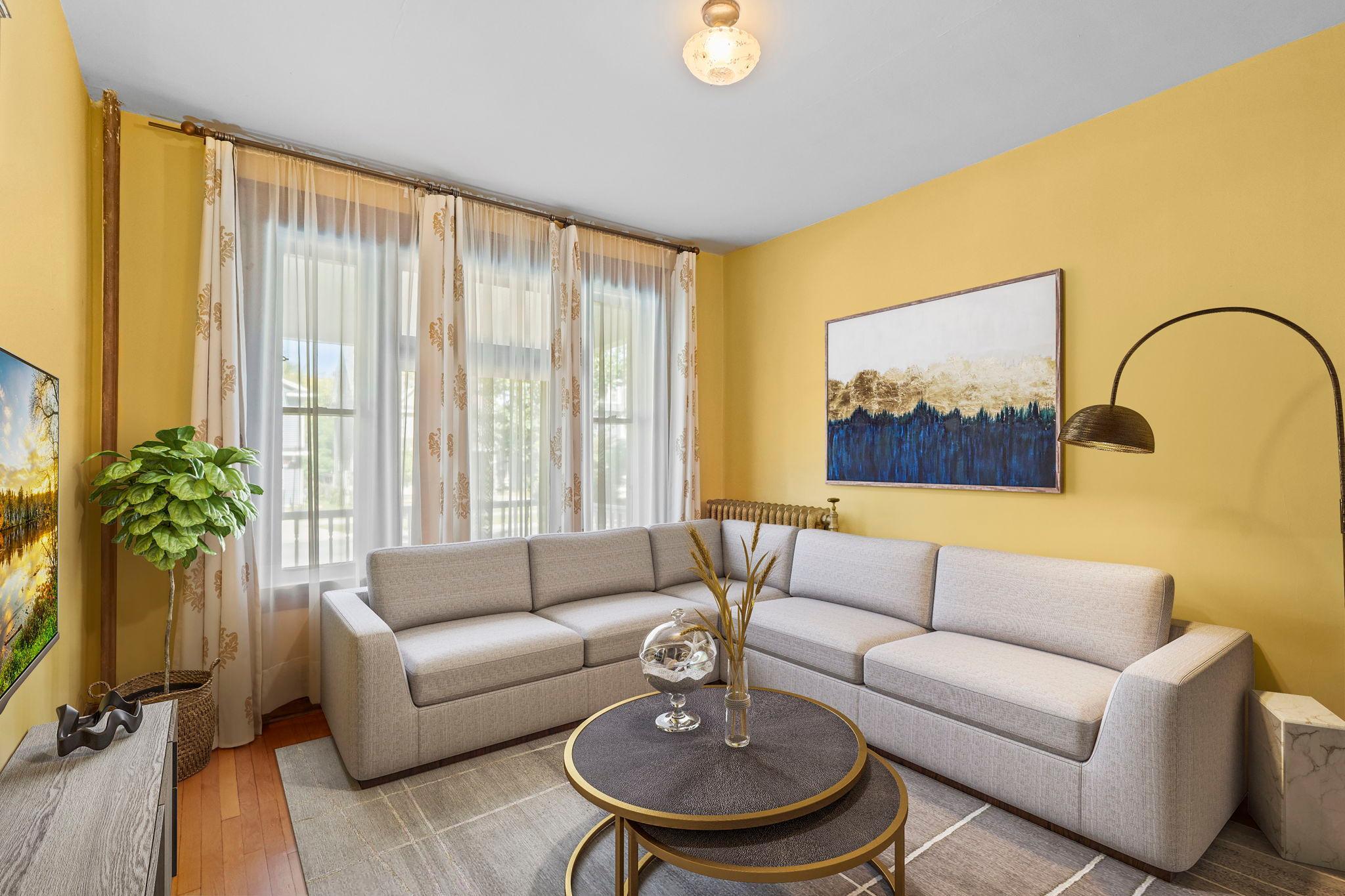 Living room with virtual staging