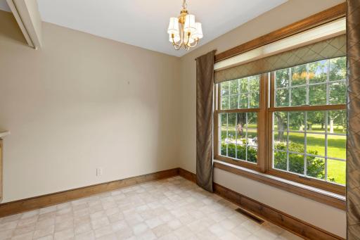 Laundry room overlooking the backyard and back patio, along with a laundry chute connecting to the second floor.