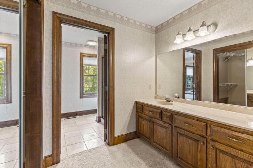 Seperate vanity area with access to the walk in closet within the primary ensuite.