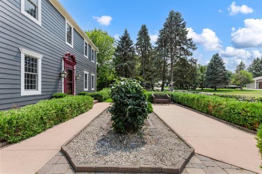 Beautiful front courtyard at the entrance of the home.